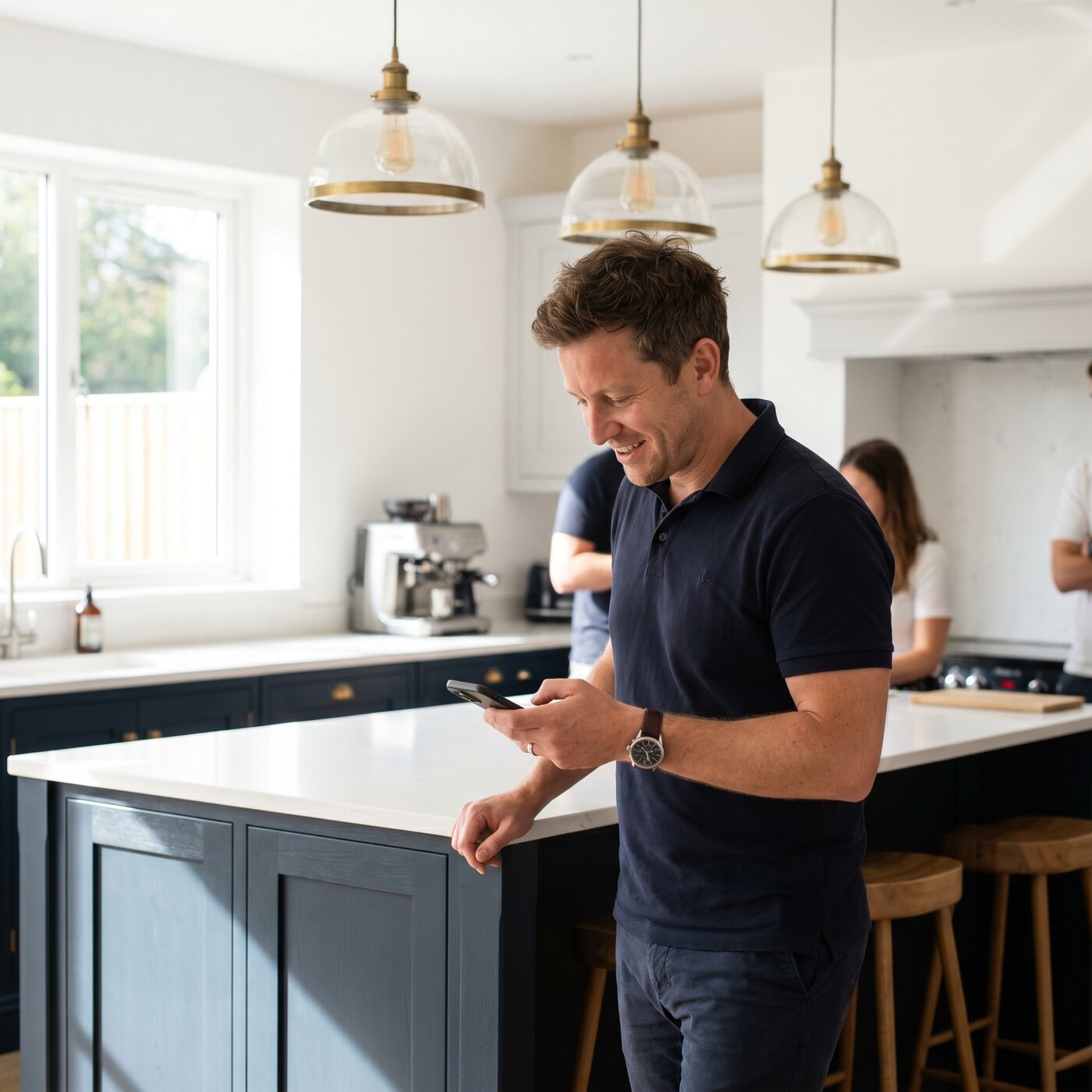 An estate agent checking Real Agent on their phone